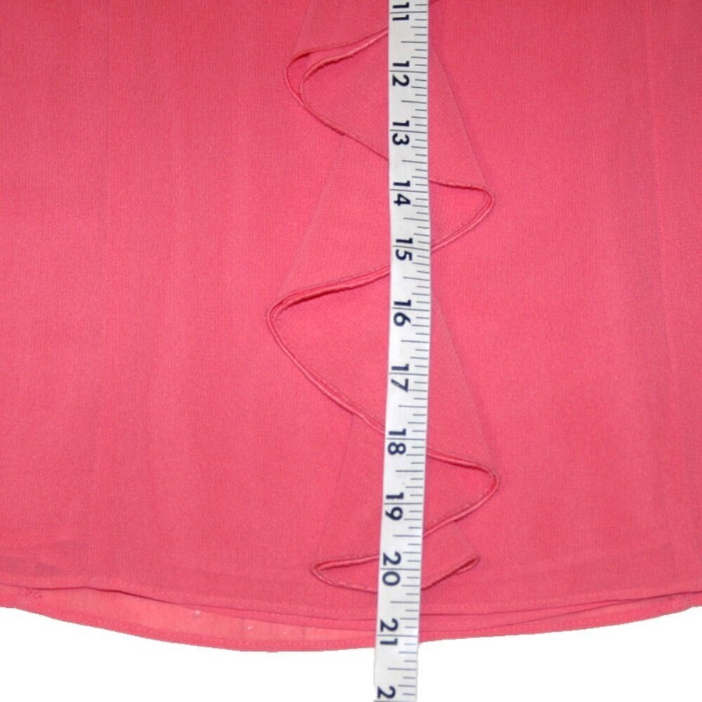 Oscar de la Renta Sz 6 Pink Cream V Neck Ruffle Side Zipper Blouse - Picture 3 of 7